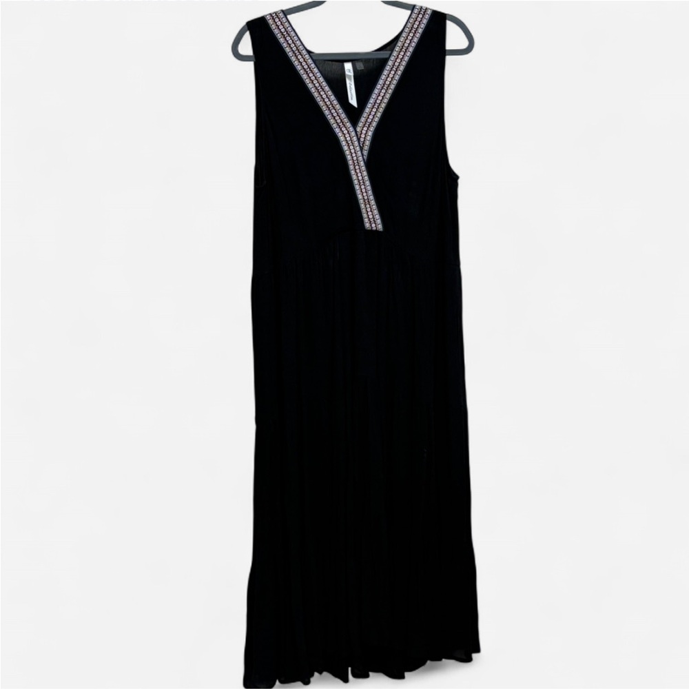 Collection B Black Maxi Dress with Embellished Neckline
